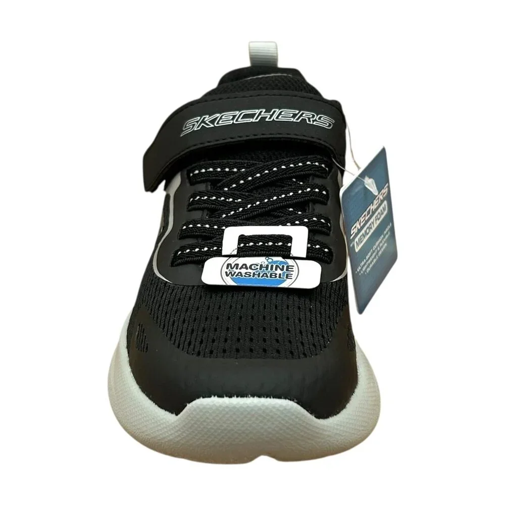 Skechers Youth Boys Athletic Slip-on Sneaker Size 1 Black Gray Lightweight Shoes